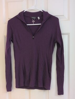 ibex Deep Purple Merino Half-Zip Long Sleeve Top